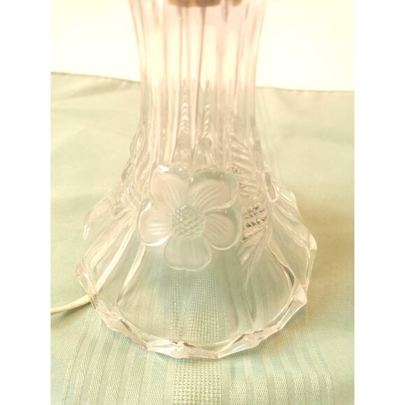 1940s-50s Frosted Glass Floral Lamp Dogwood Flower Base Art Deco Revival - Picture 4 of 13